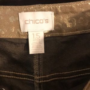 Chico’s tan/gold animal print pants - size 1.5